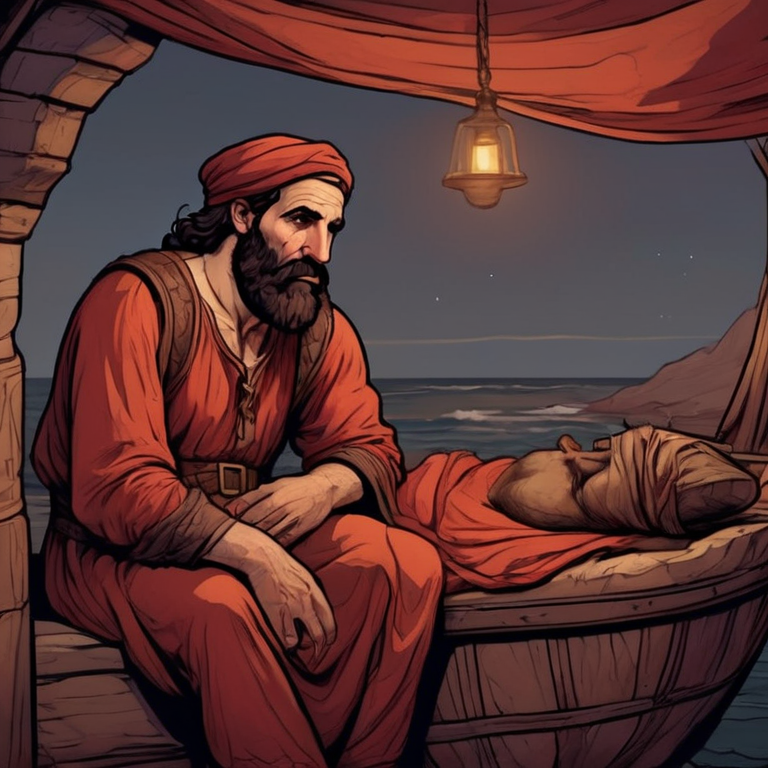 The captain wakes him. A pagan tells a prophet to pray
